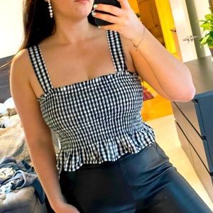 Adorable BP. Crop Gingham Shirred Top- NWOT